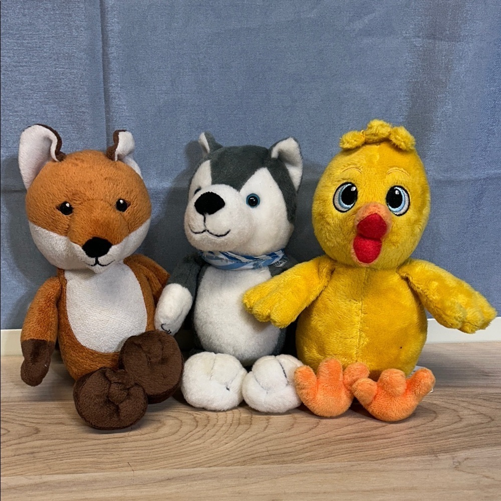 Ferrero Kinder Surprise Plush Lot of 3 - Fox, Husky, and Duck 10 inches